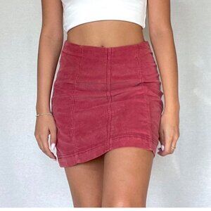 Free People Size 8 Auburn Red Corduroy Mini Skirt Cotton Fall Zip Closure